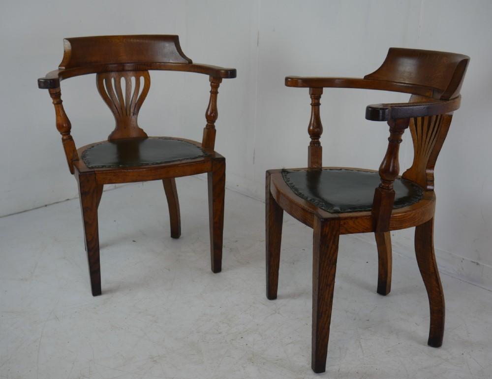 Pair Oak Desk Chairs View IX