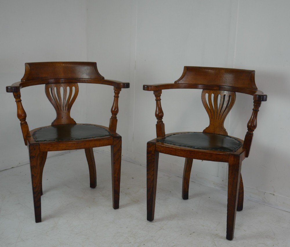 Pair Oak Desk Chairs View XI