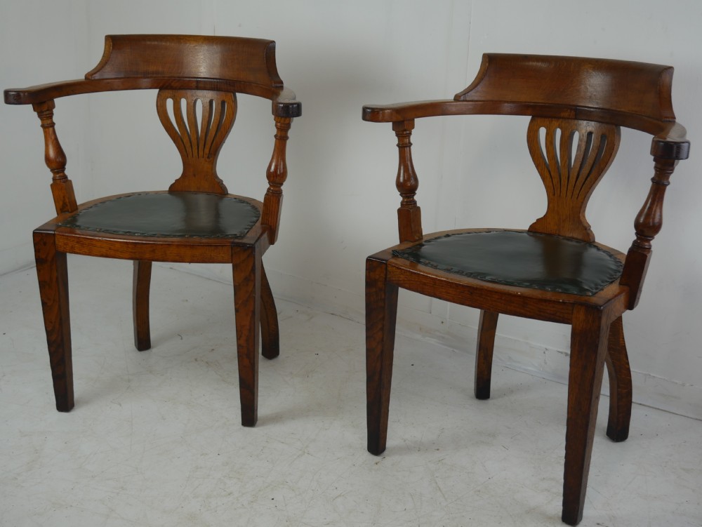 Pair Oak Desk Chairs