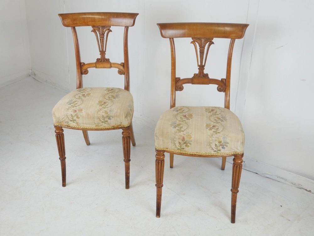 Pair Regency Birds Eye Maple Chairs