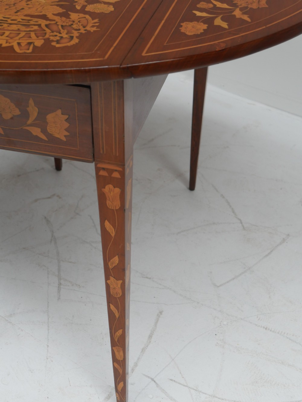19thC Marquetry Drop Flap Circular Table View II