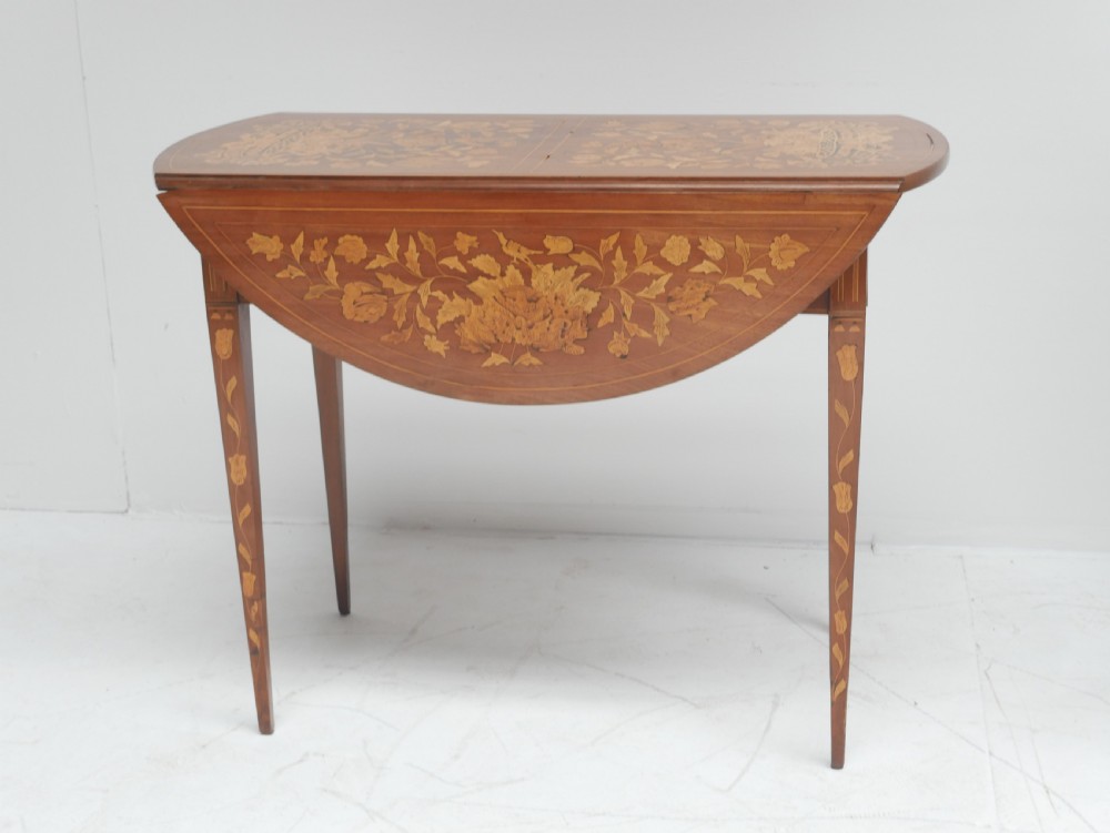 19thC Marquetry Drop Flap Circular Table View XI