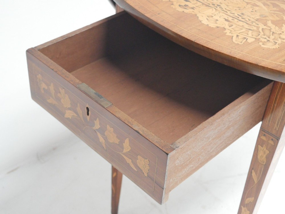 19thC Marquetry Drop Flap Circular Table View XII
