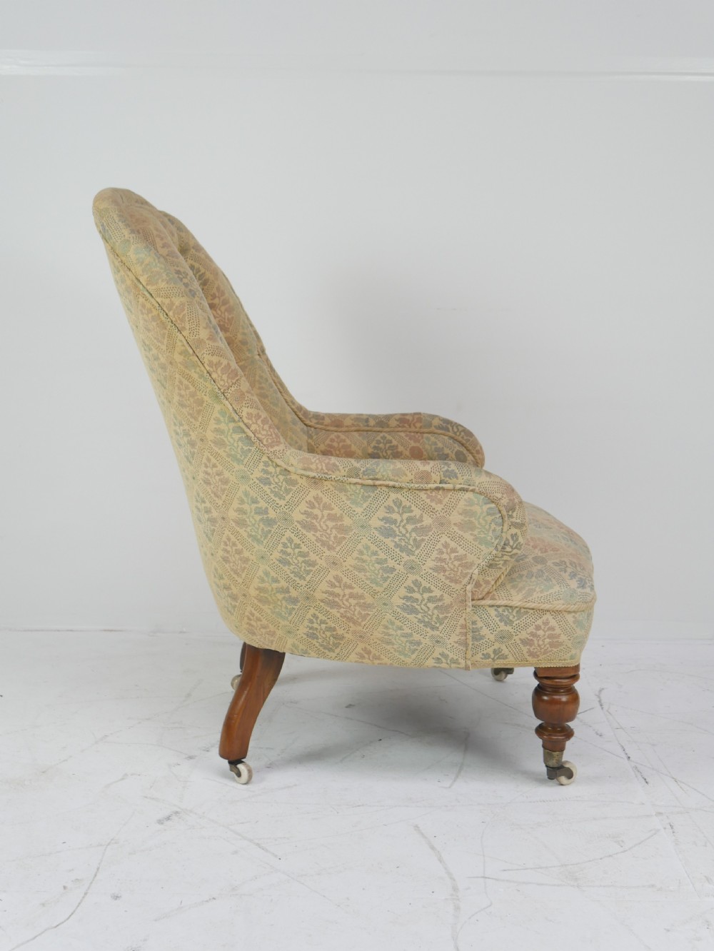 19thC Buttoned Upholstered Armchair View VII