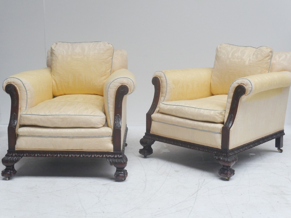Pair 1900's Deep Seated Armchairs View VIII