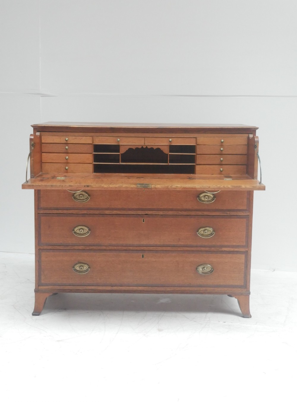 Georgian Oak Secretaire Chest of Drawers View IX