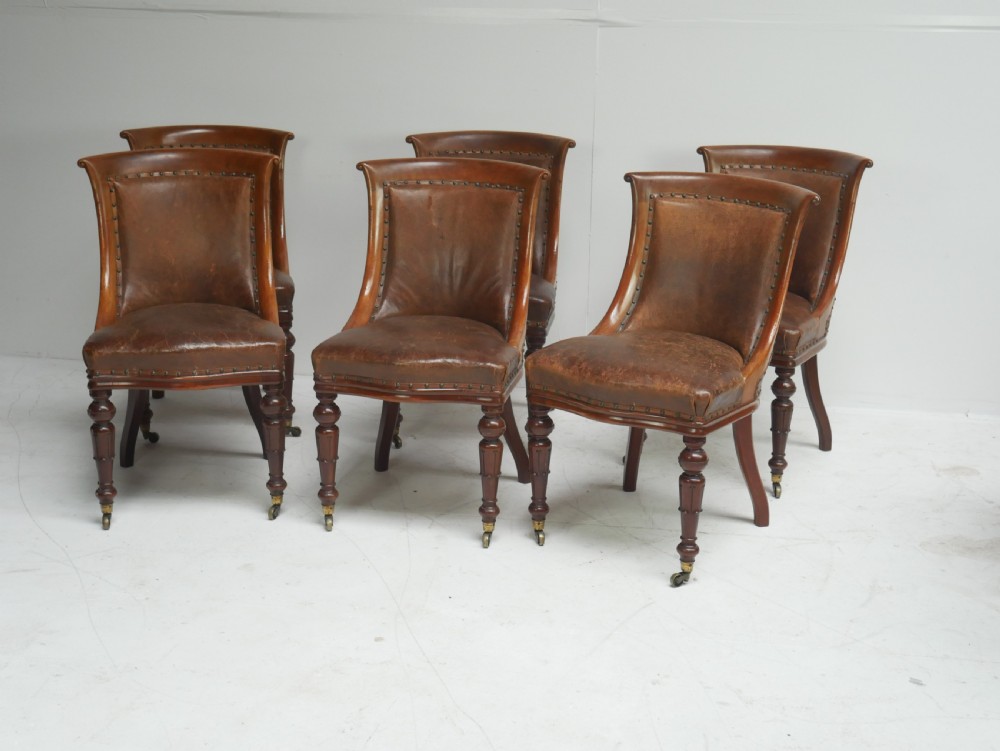Set of Six Library Side Chairs Dated 1830 View II