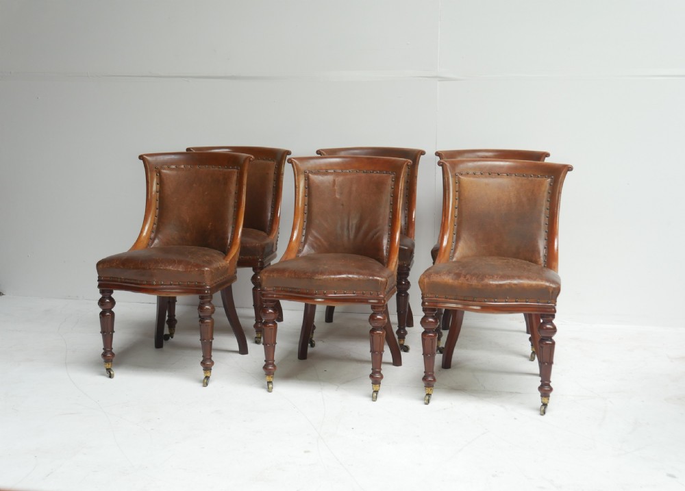 Set of Six Library Side Chairs Dated 1830 View V