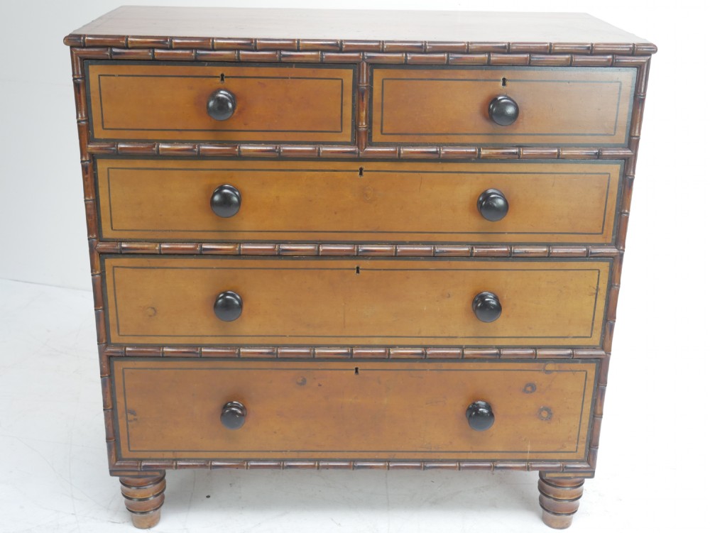 Original Faux Bamboo Painted Chest of Drawers