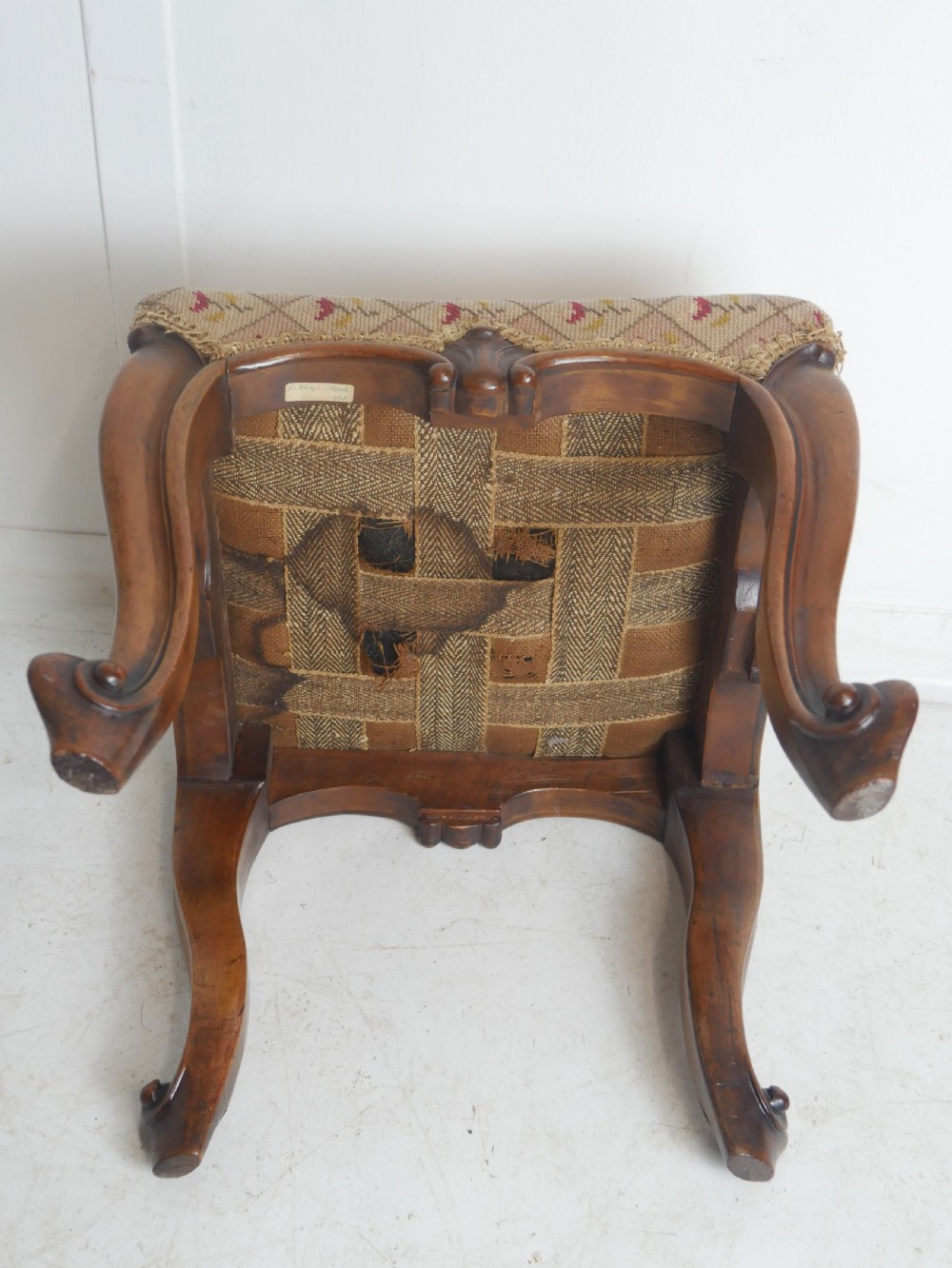 19thC walnut Stool View IV