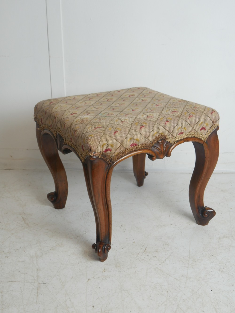 19thC walnut Stool View VI