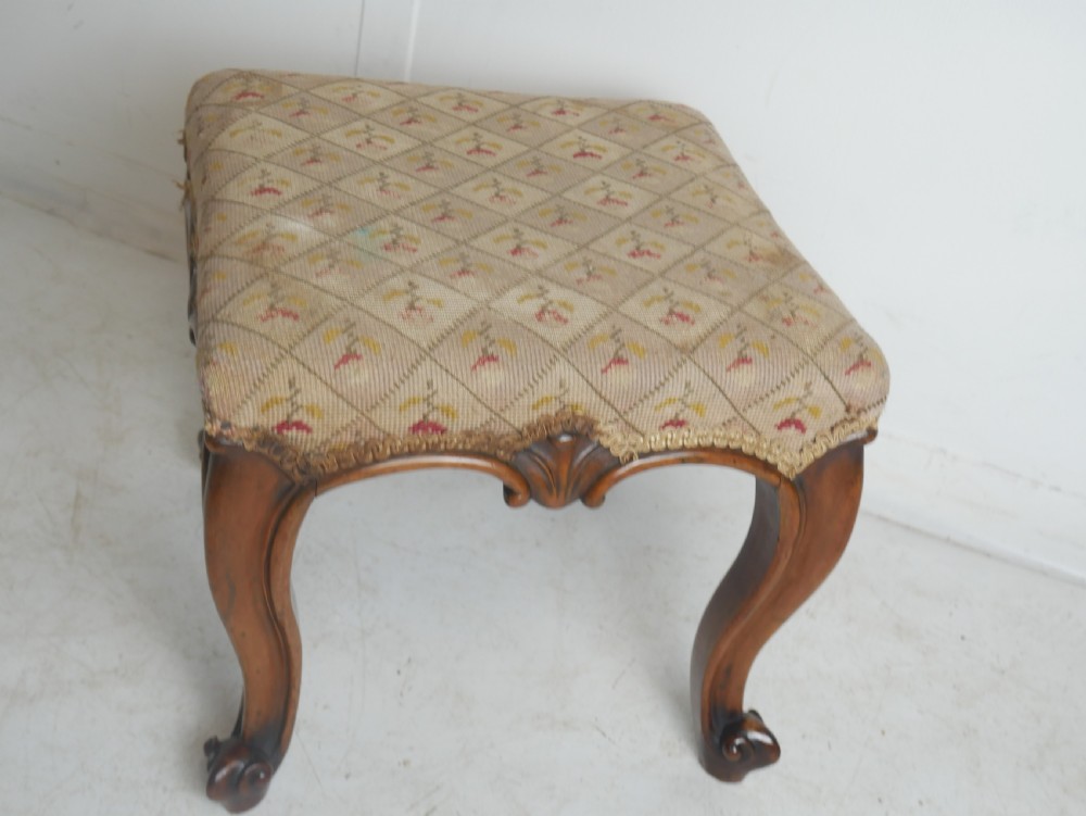 19thC walnut Stool View X