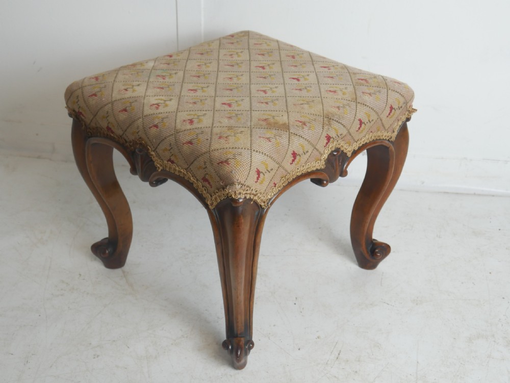 19thC walnut Stool View XII