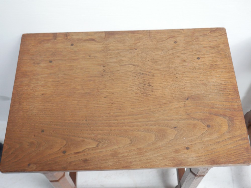 Pair Oak Arts & Crafts Stools View IV