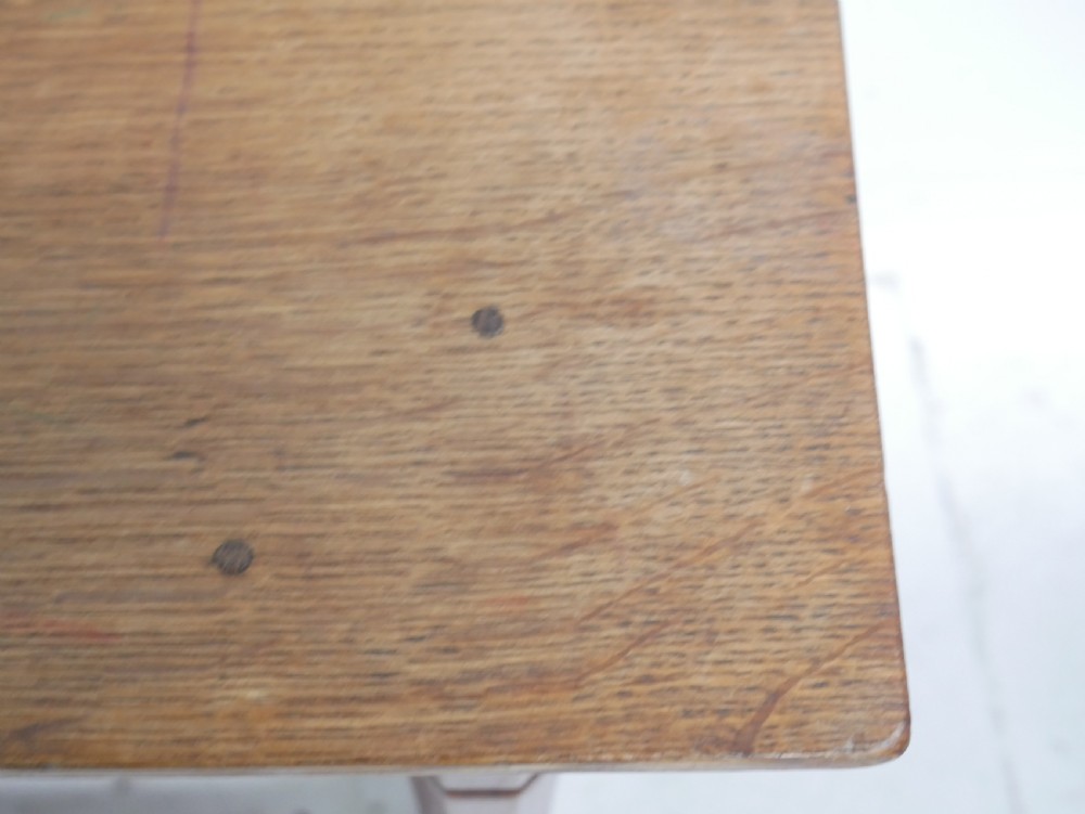 Pair Oak Arts & Crafts Stools View VI