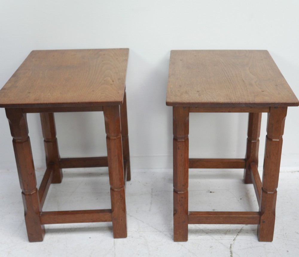 Pair Oak Arts & Crafts Stools View VII
