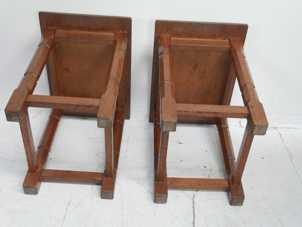 Pair Oak Arts & Crafts Stools View IX