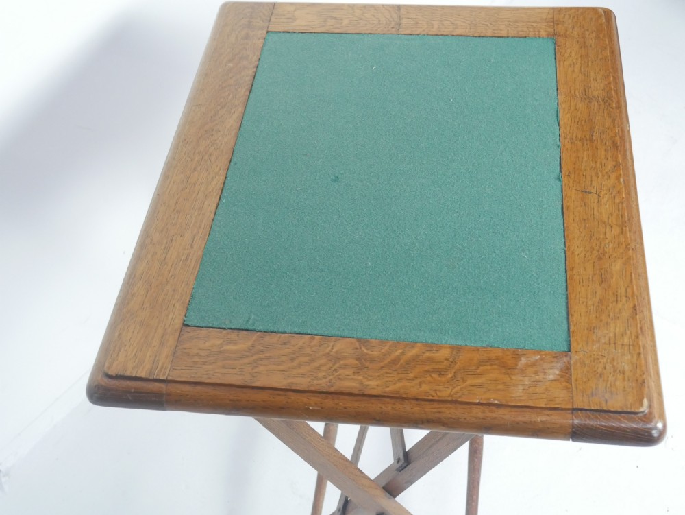 Folding Oak Games Side Table View III