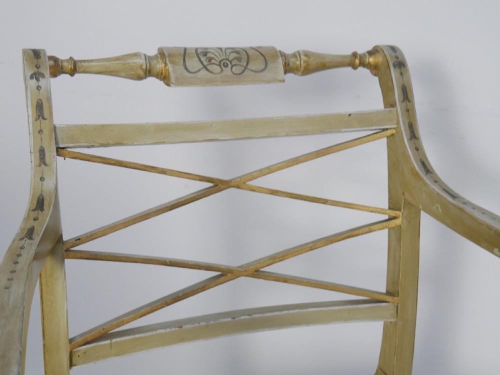 Pair 19thC Decorated Armchairs View III