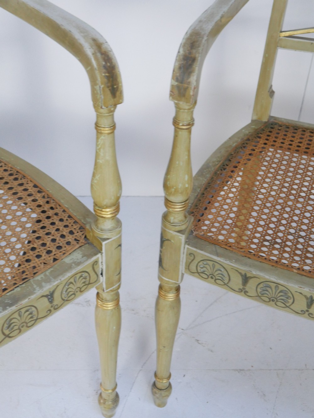 Pair 19thC Decorated Armchairs View VIII