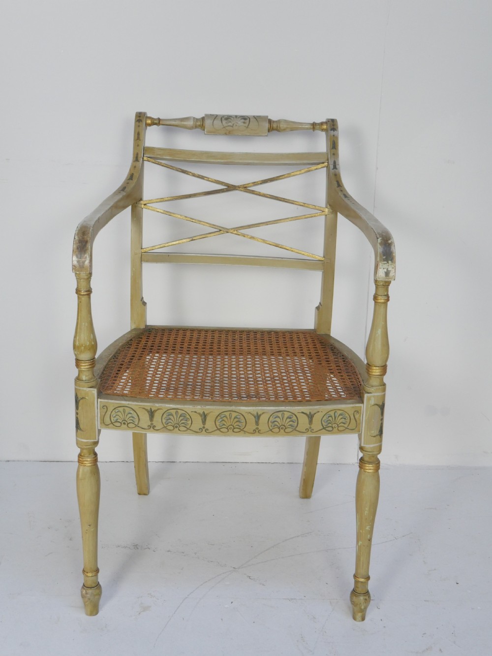 Pair 19thC Decorated Armchairs View XI