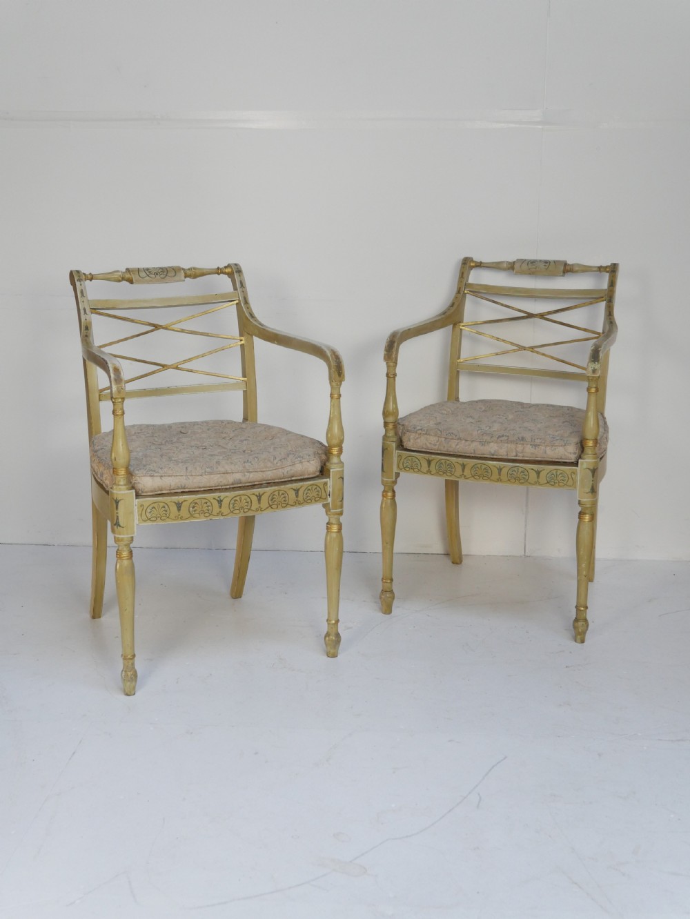 Pair 19thC Decorated Armchairs View XV