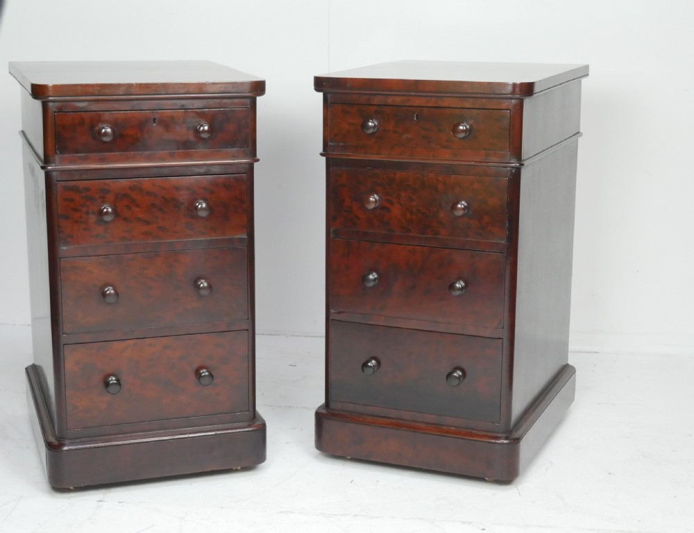  Pair Bedside Chest of Drawers Plum Pudding