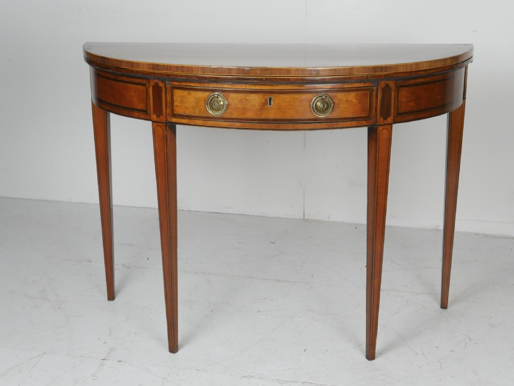 18thC Satinwood Demi Lune Table