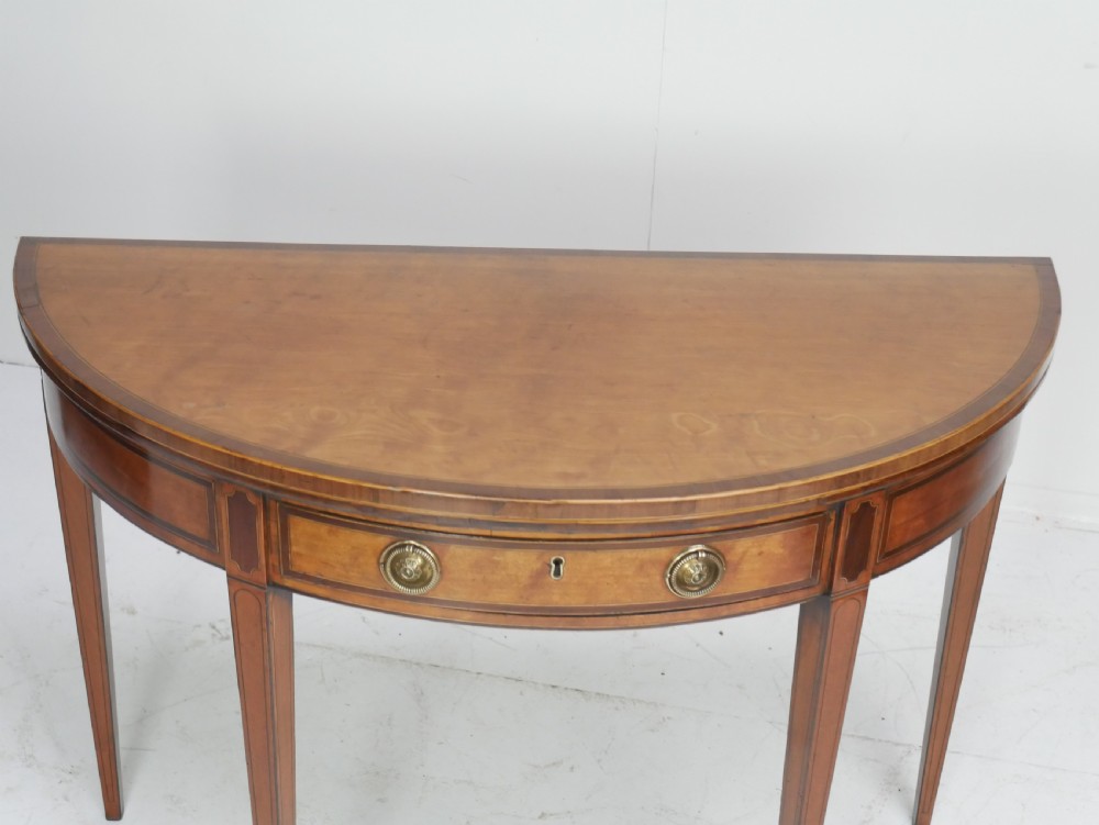 18thC Satinwood Demi Lune Table View II