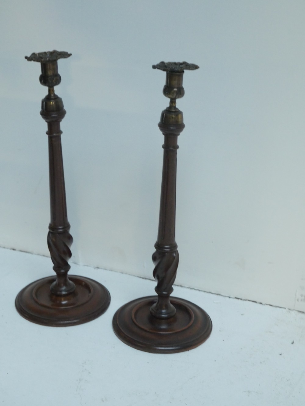 Pair Mahogany Candlesticks