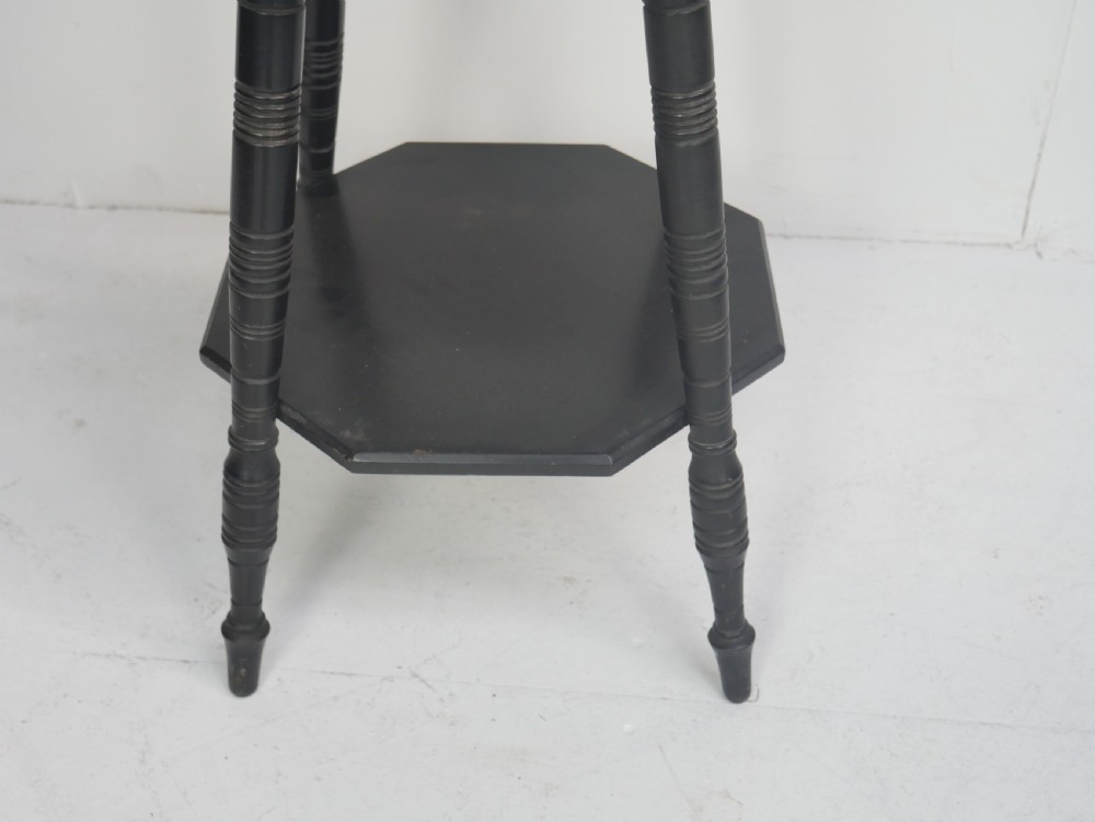 19thC Ebonised Lamp Table View IV