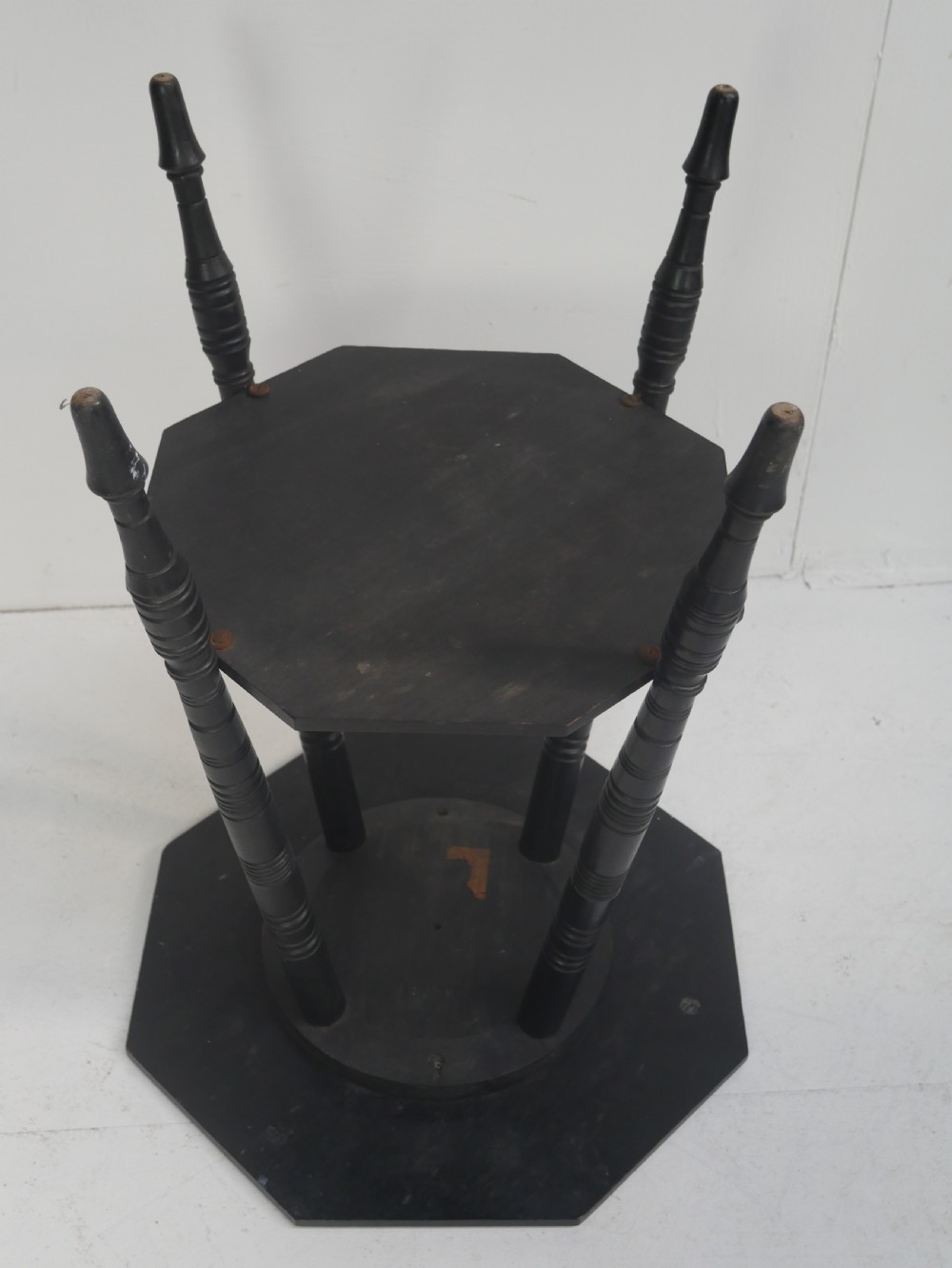19thC Ebonised Lamp Table View V