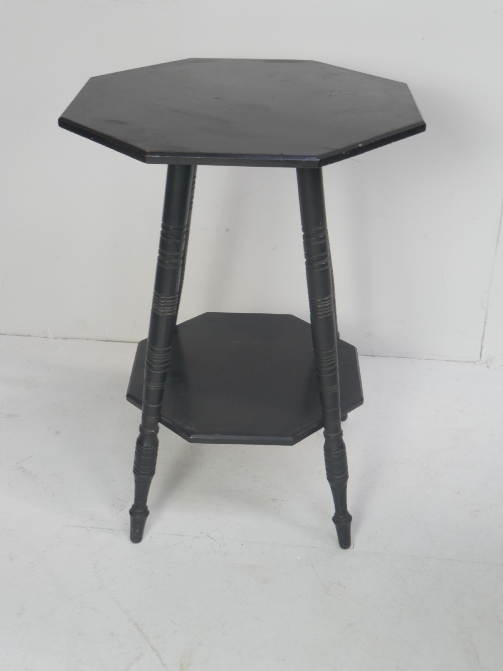 19thC Ebonised Lamp Table View VI