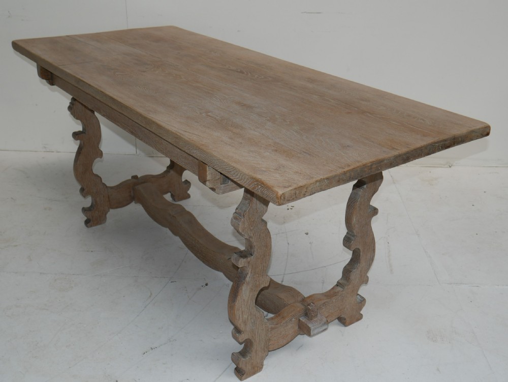 1920's limed oak refectory table.