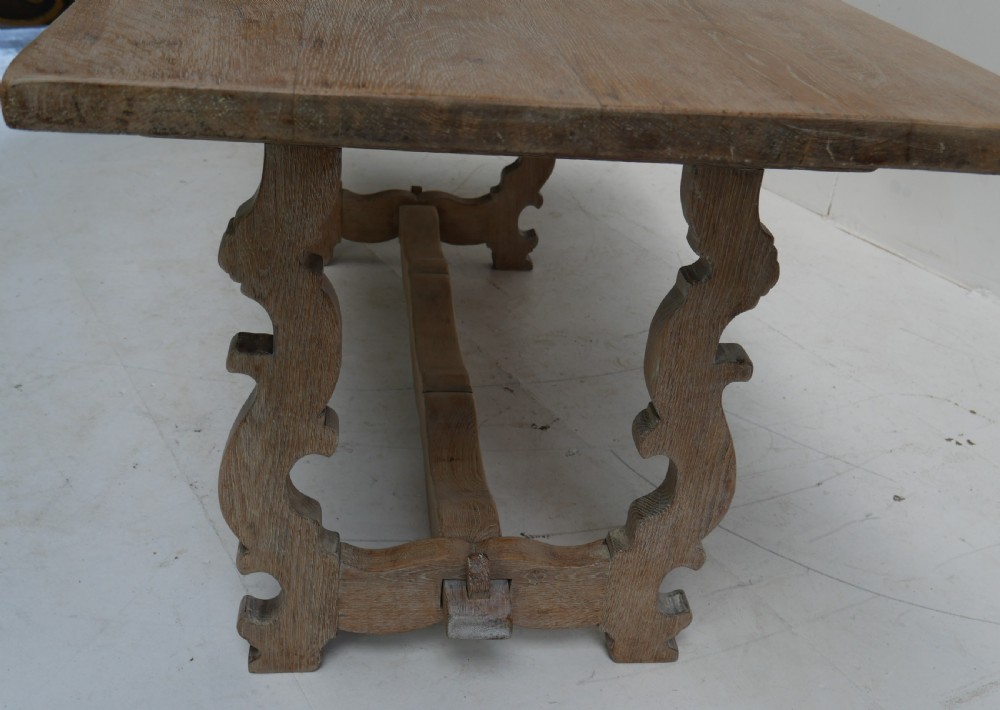 1920's limed oak refectory table. View II