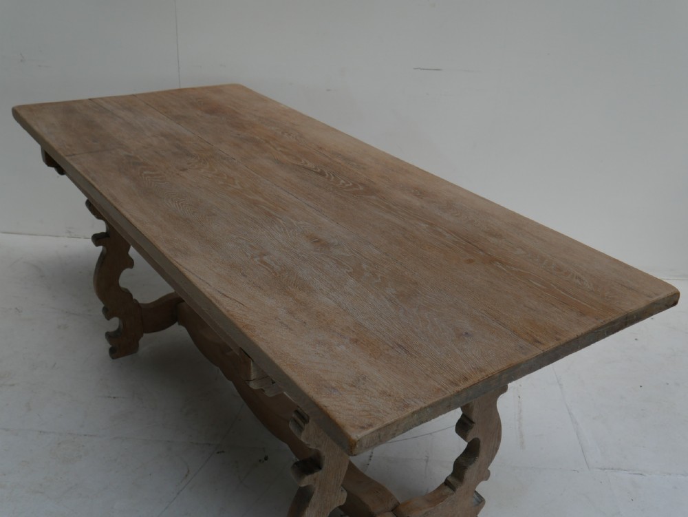 1920's limed oak refectory table. View VI