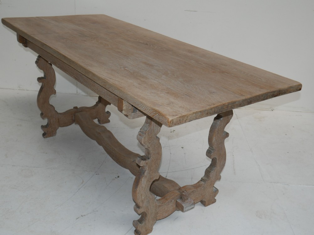 1920's limed oak refectory table. View X