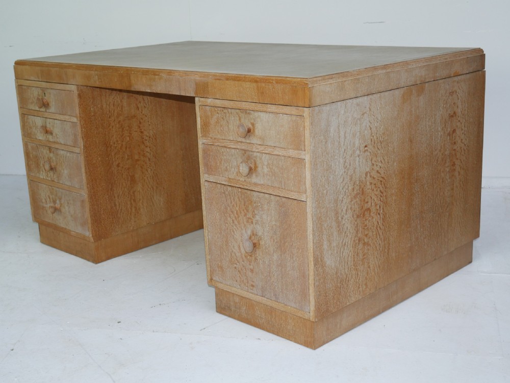 Large Limed Oak Kneehole Desk