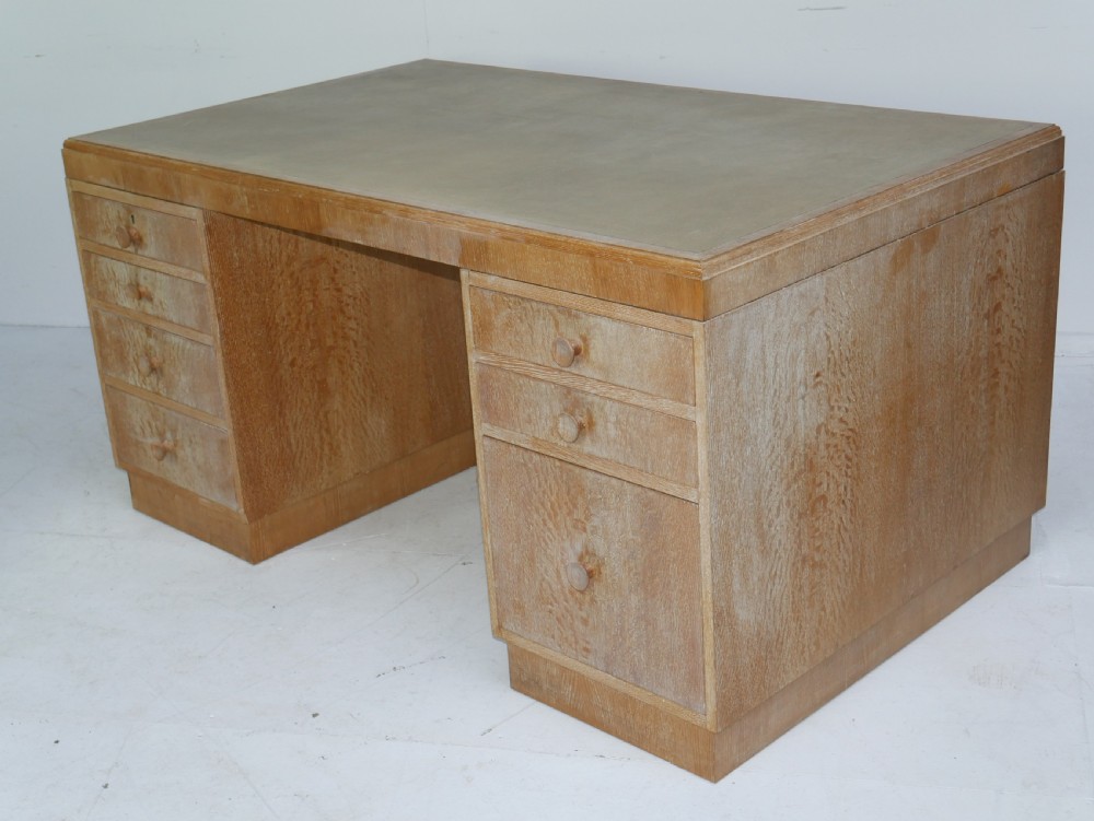 Large Limed Oak Kneehole Desk View II