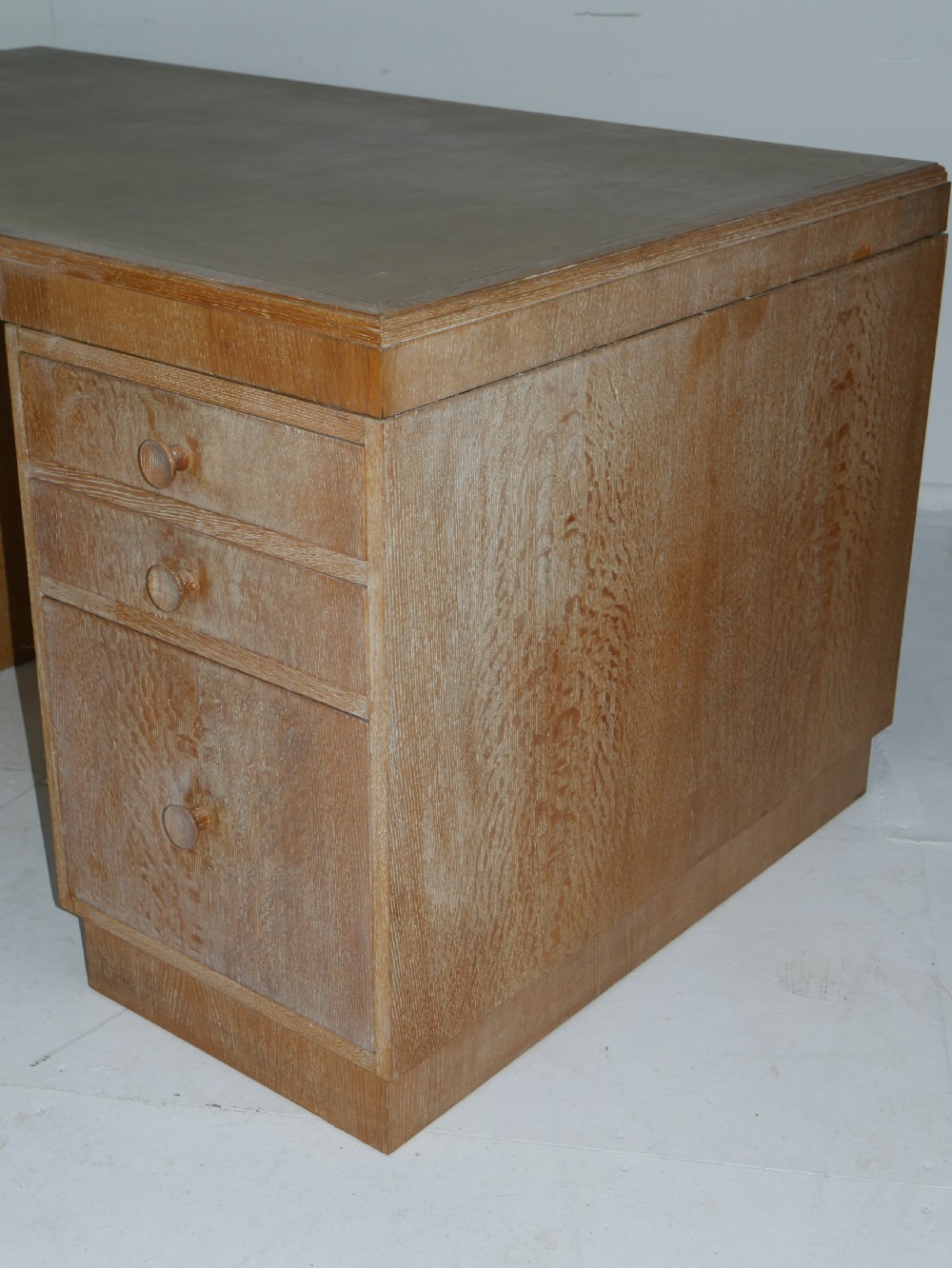Large Limed Oak Kneehole Desk View III