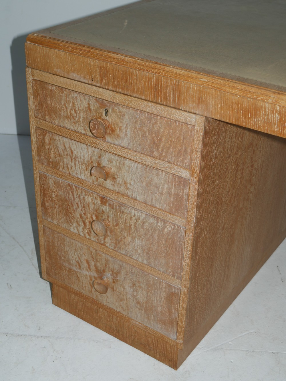 Large Limed Oak Kneehole Desk View XI