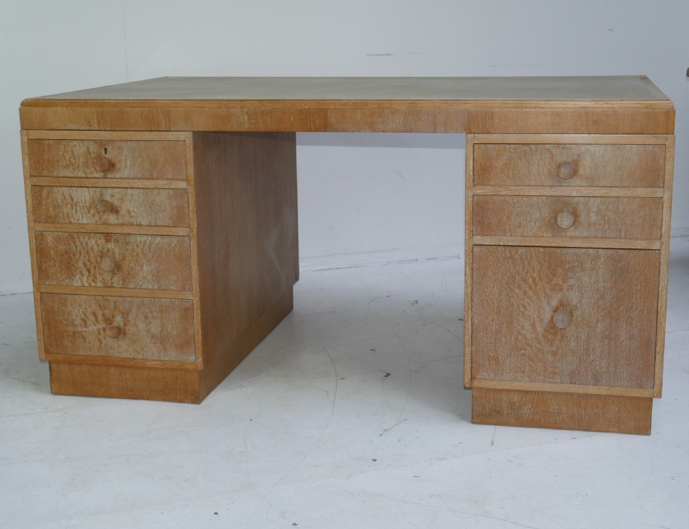 Large Limed Oak Kneehole Desk View XVIII