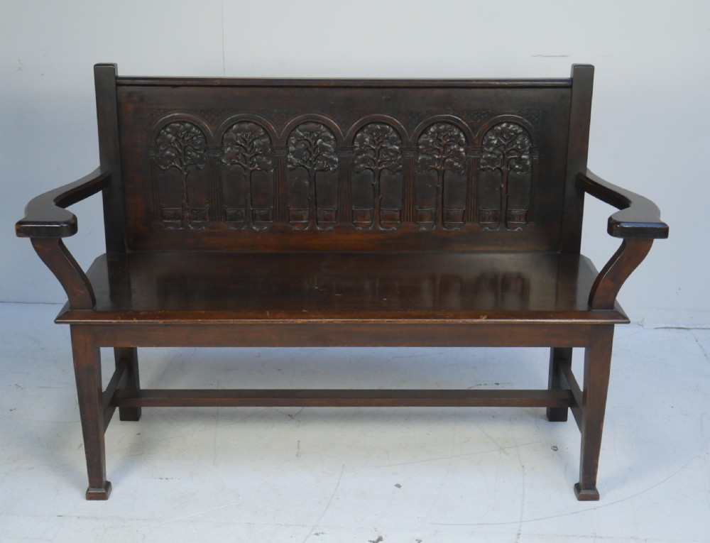 Arts & Crafts Hall Bench INSCRIBED