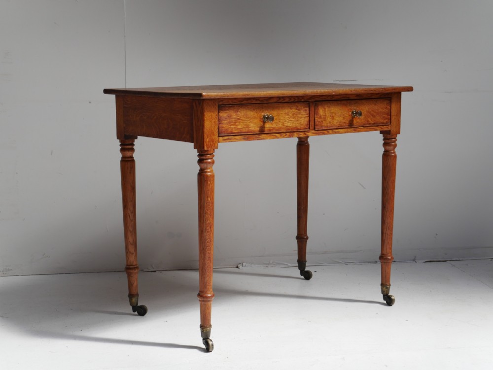 Tall Centre Oak Side Writing Desk