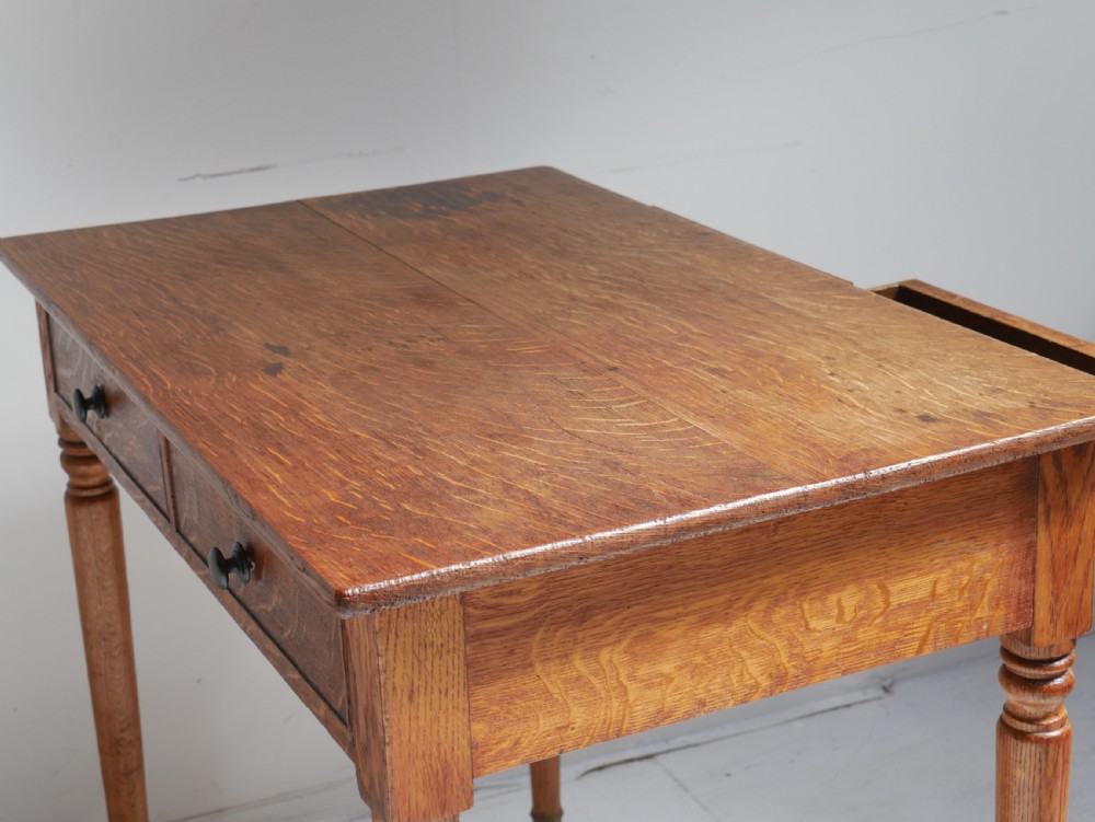 Tall Centre Oak Side Writing Desk View IX