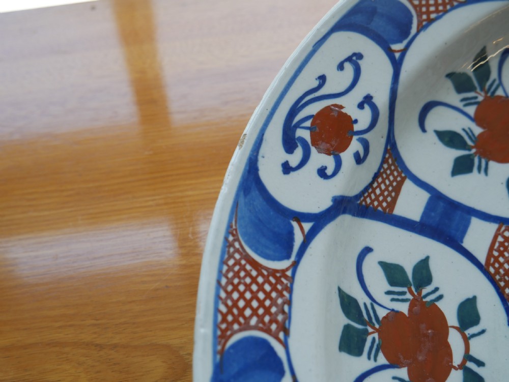 English Polychrome Delft Charger View X