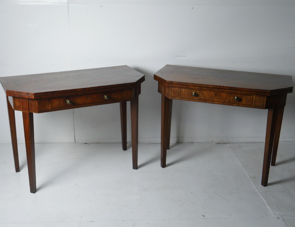Pair Georgian Fold Over Tea Tables View XIII