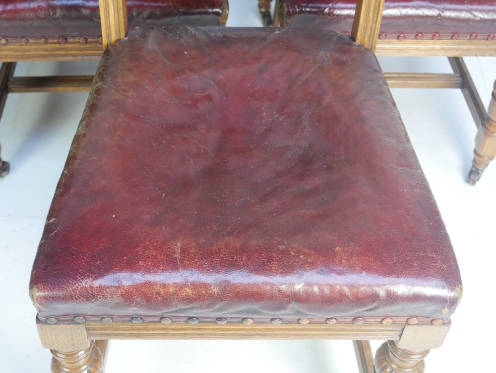 Set 10 Oak/Leather Dining Chairs View III