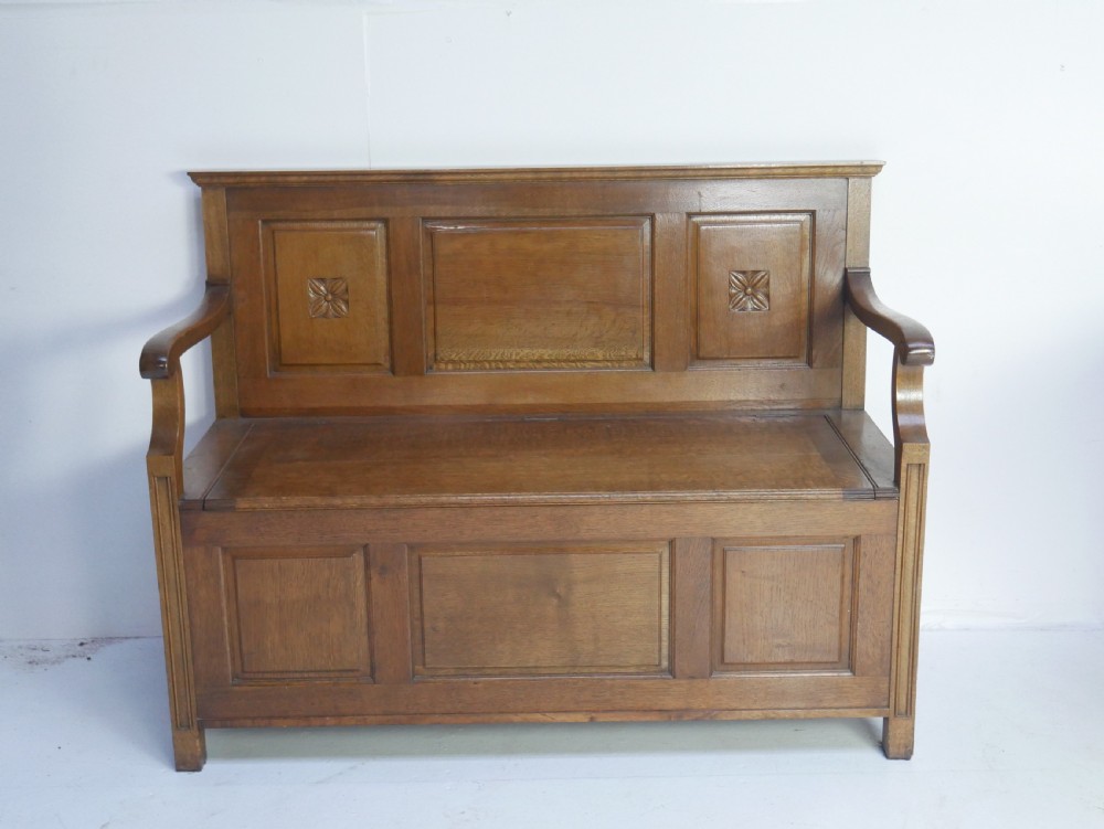 Oak Bench Settle View XIV