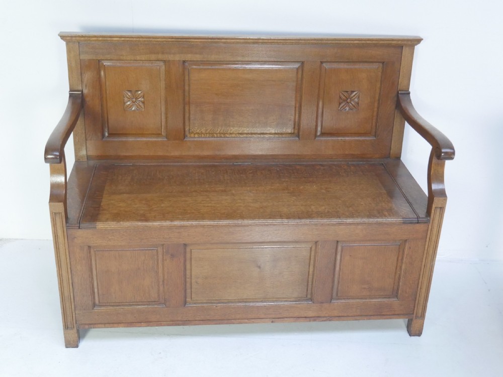 Oak Bench Settle View XVI